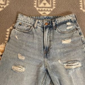 High waisted wide leg ripped jeans - h&m